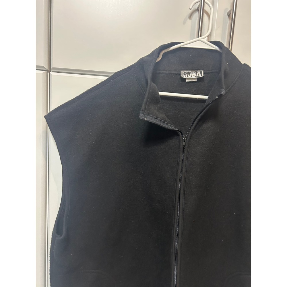 RUBA Black Fleece Full Zip Vest‎ Mens 3X Made in USA Mock Neck Sleeveless Jacket - Picture 2 of 16